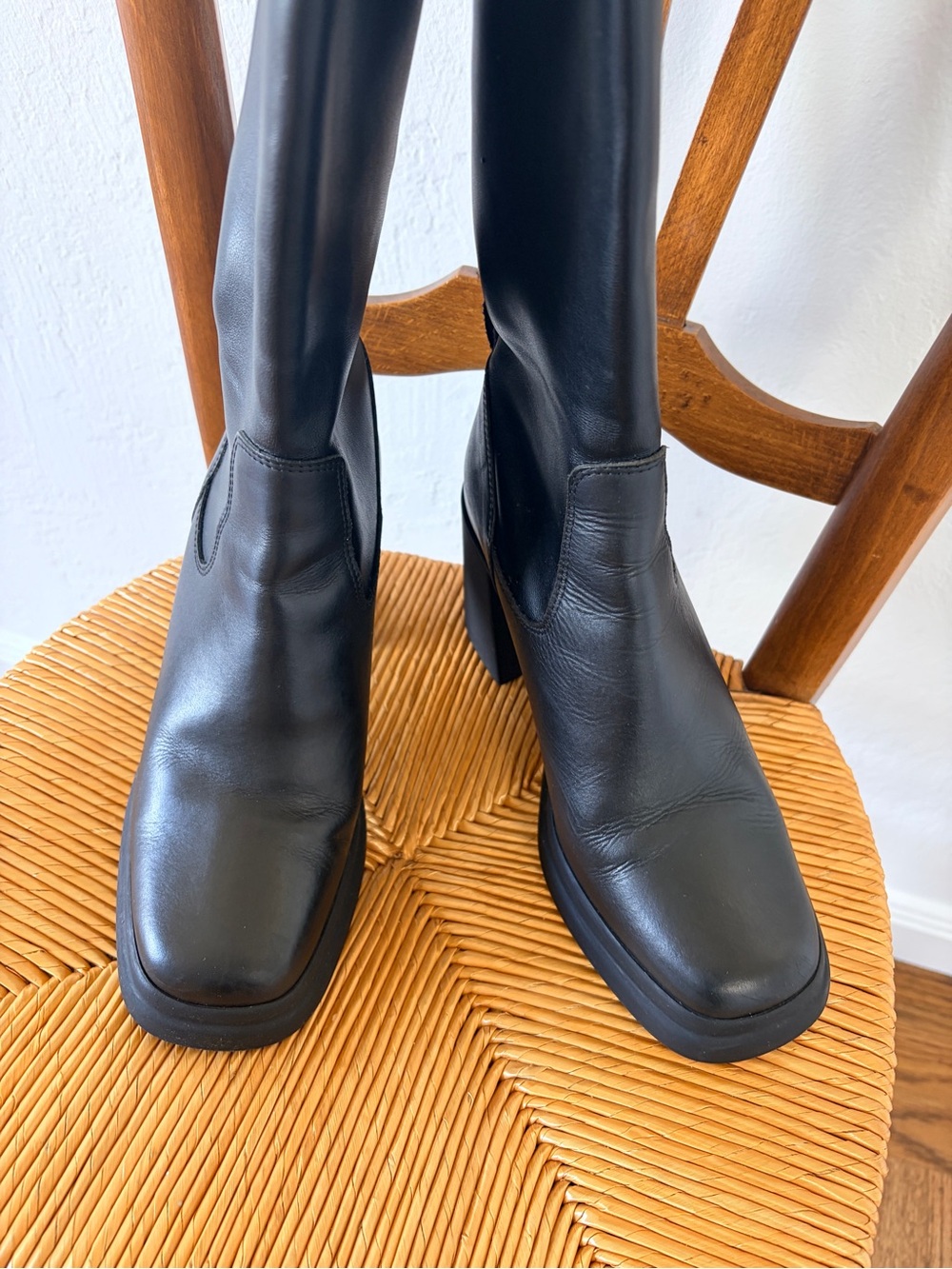Steve Madden Black Women's High Block Heel Platform Knee Boots Size 6 - Picture 2 of 8